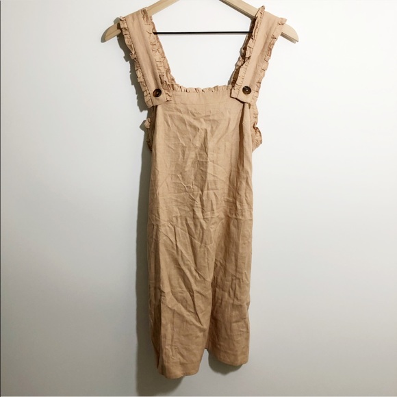NWT Topshop Linen Jumper Mini Dress Tan 2 - Picture 9 of 9